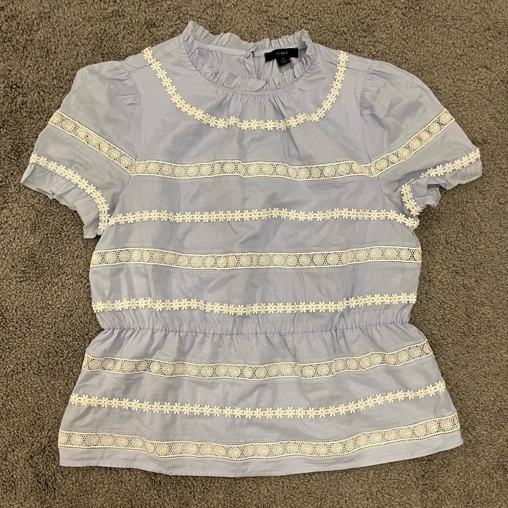 J. Crew Lace-Trim Peplum Top